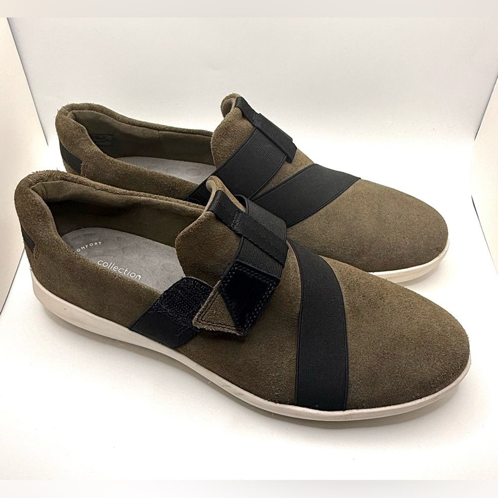 Clarks Kayleigh Aster Olive Suede Adjustable Strap Sneaker-Size US 12